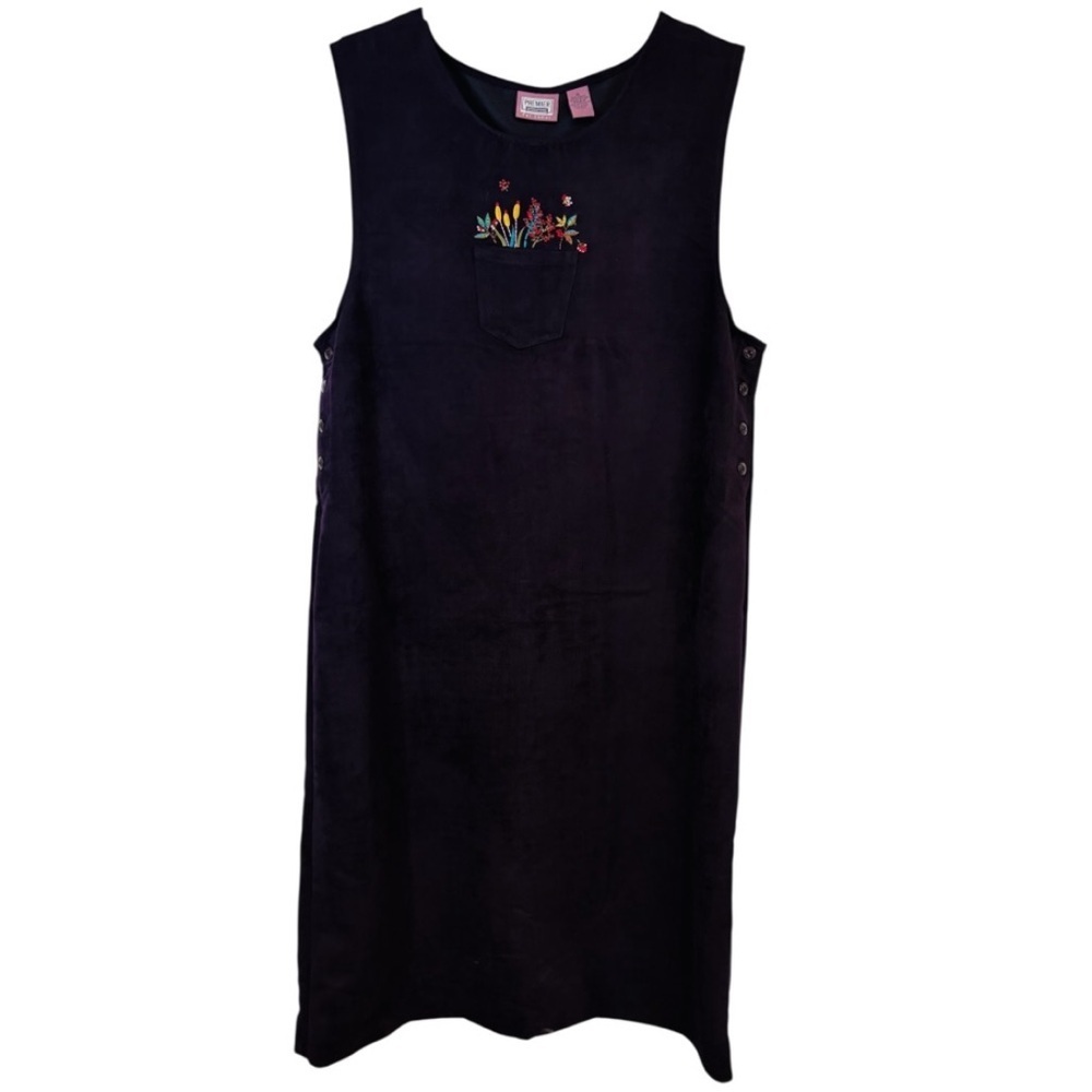 VINTAGE Premier International Purple Sleeveless Jumper Dress with Embroidery